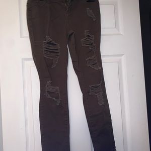 Army green skinny jeans